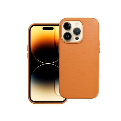 Husa iPhone 15, Leather Cu Functie Magsafe, Orange